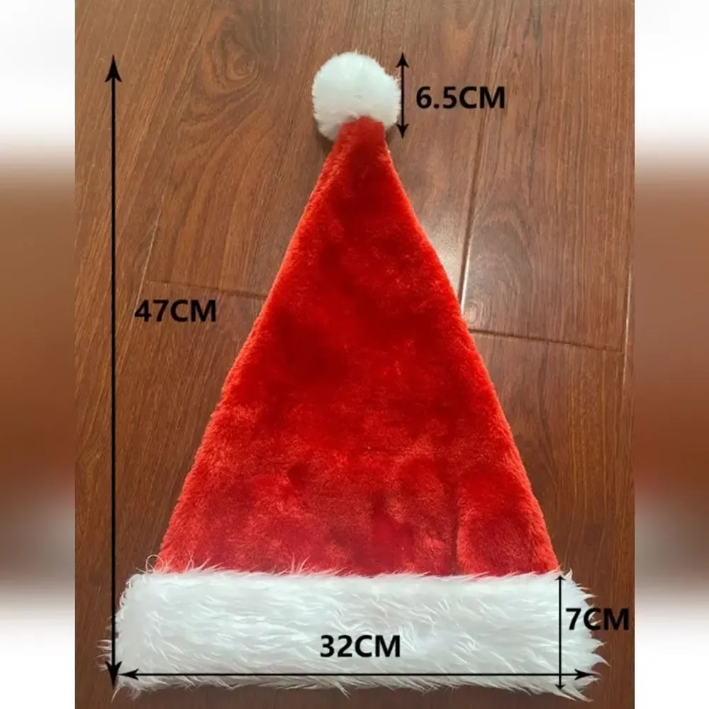 Red Velvet Classic Santa Claus Hat For Xmas Party,Christmas Hat For Adults